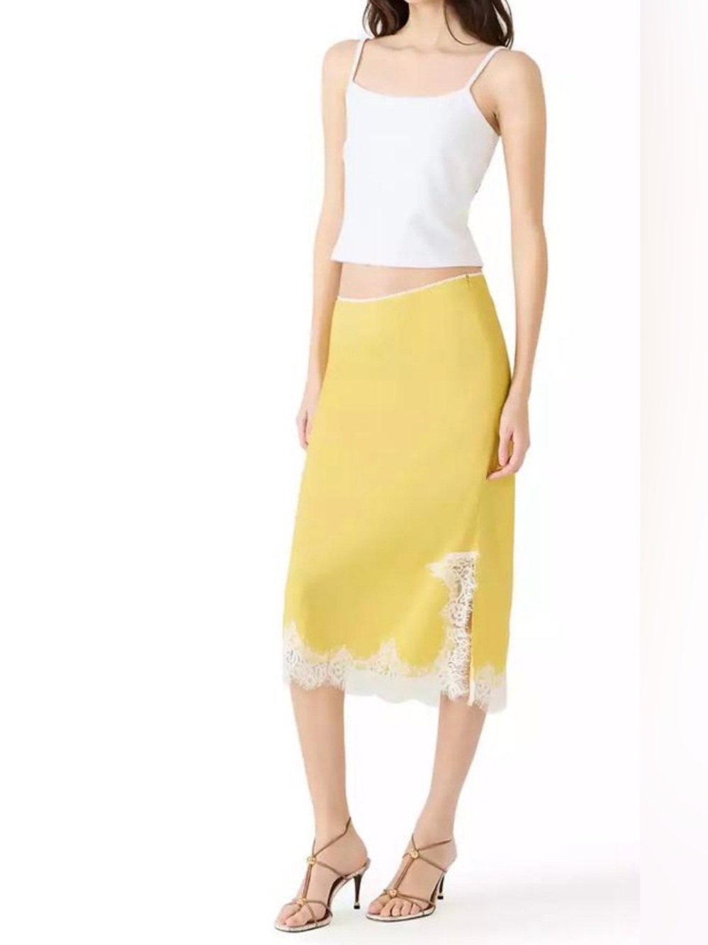 Steve Madden Cynthia Midi Skirt Large NWT Lime Green A-Line - Picture 6 of 8